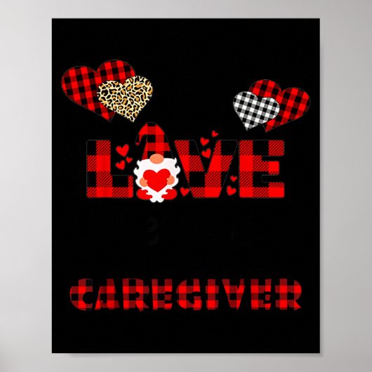 I Love Being A Caregiver Flannel Gift Valentine's  ポスター (正面)