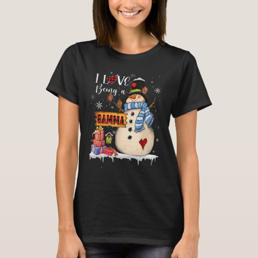 I Love Being A Gamma Snowman Xmas Santa Family Chr Tシャツ (正面)