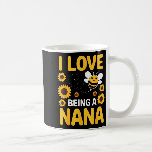 I Love Being A Nana Sunflower Bee Lover Funny Gran コーヒーマグカップ (右)