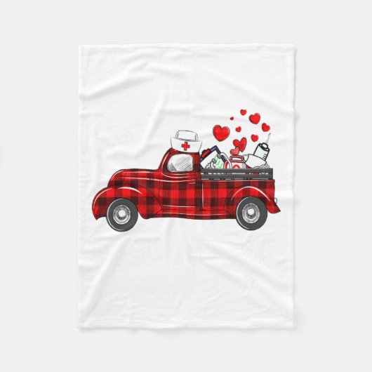 I Love Being A Nicu Nurse Valentine Buffalo Plaid  フリースブランケット (正面)