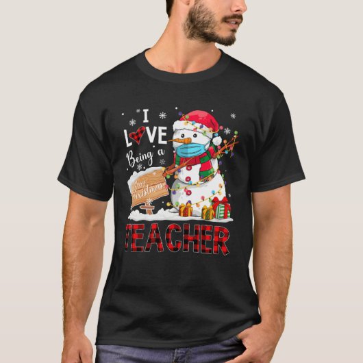 I Love Being A Teacher Christmas Dabbing Snowman D Tシャツ (正面)