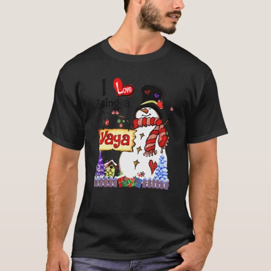 I Love Being A Yaya Snowman Christmas Xmas Tシャツ (正面)
