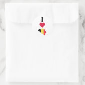 I Love Belgium Vertical Iハート国旗地図 ラウンドシール (バッグ)