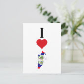 I Love Belize Vertical Iハート国国旗の地図 ポストカード (スタンド正面)