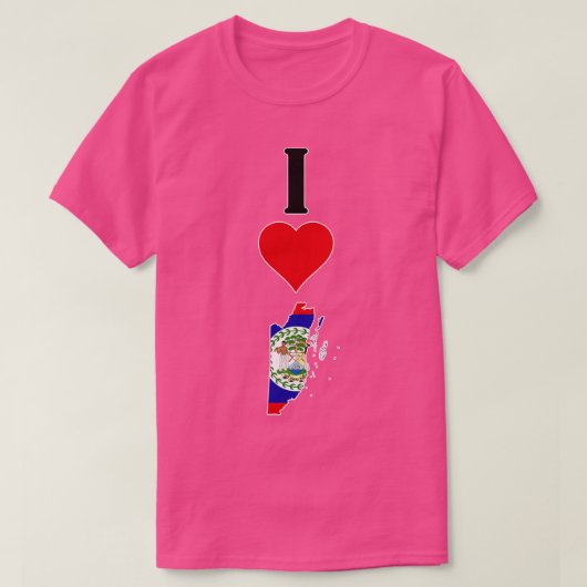 I Love Belize Vertical Iハート国国旗の地図 Tシャツ (デザイン正面)