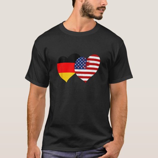 I Love Berlin I Love USA Cool Germany USA Flag Hea Tシャツ (正面)