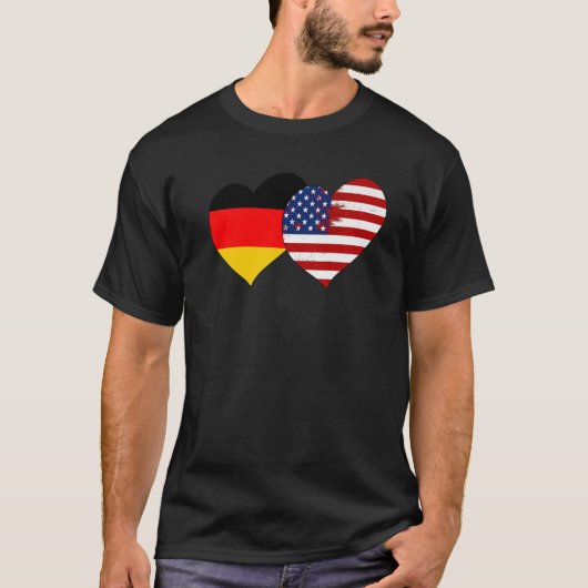 I Love Berlin I Love USA Cool Germany USA Flag Hea Tシャツ (正面)
