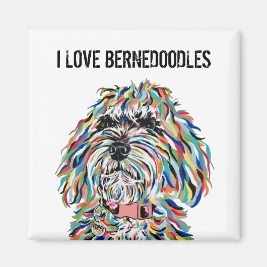 I Love Bernedoodles Magnet マグネット (正面)
