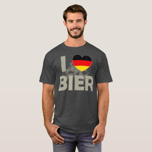 I Love Bier Beer Germany Deutschland Flag Tシャツ (正面フル)