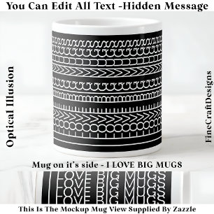 I Love Big Muggs Hidden Message, カスタム引用文110W ジャンボコーヒーマグカップ
