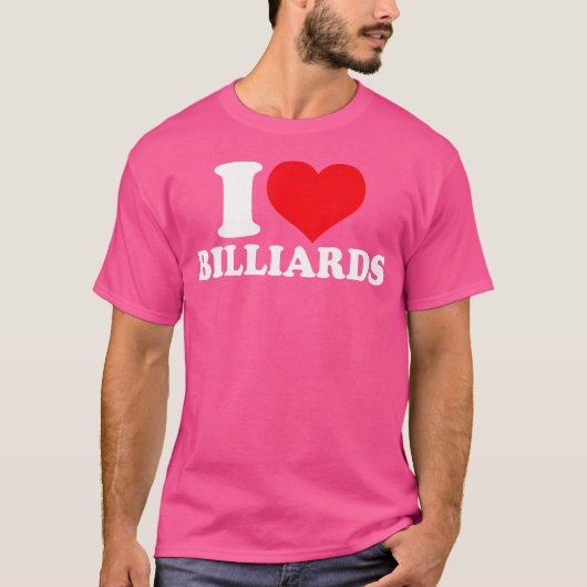 I Love BilliardsビリヤードIハート Tシャツ (正面)