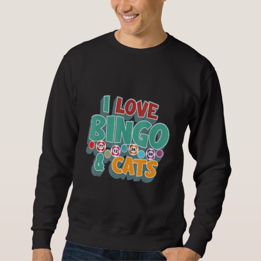 I Love Bingo and Cats Cute Animal Bingo 1 スウェットシャツ (正面)