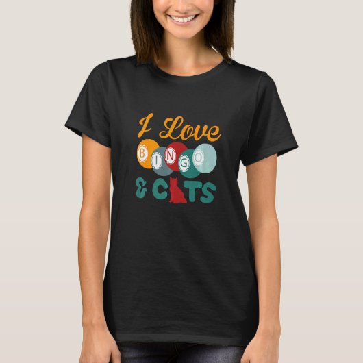 I Love Bingo and Cats Cute Animal Bingo  5 Tシャツ (正面)