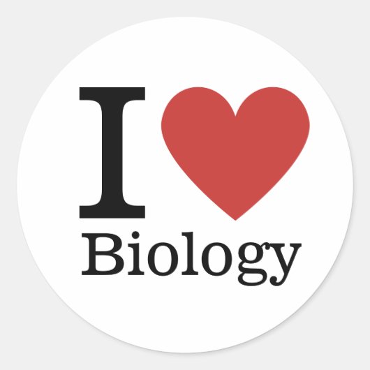 I Love ❤️ Biology STICKER ラウンドシール (正面)