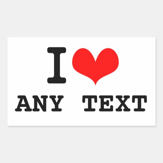 I Love blh blah （5～8文字） 長方形シール (正面)