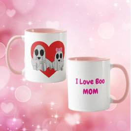 I Love Boo Mom- Pink マグカップ