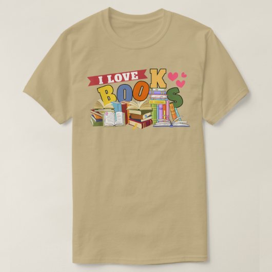 I Love Booksハート読のストーリーBook Lover605 Tシャツ (デザイン正面)