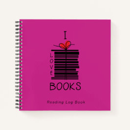 "I Love Books" Reading Log Journal ノートブック