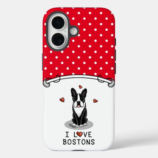 I Love Bostons – ボストンテリア（黒と白） Case-Mate iPhoneケース (裏面)