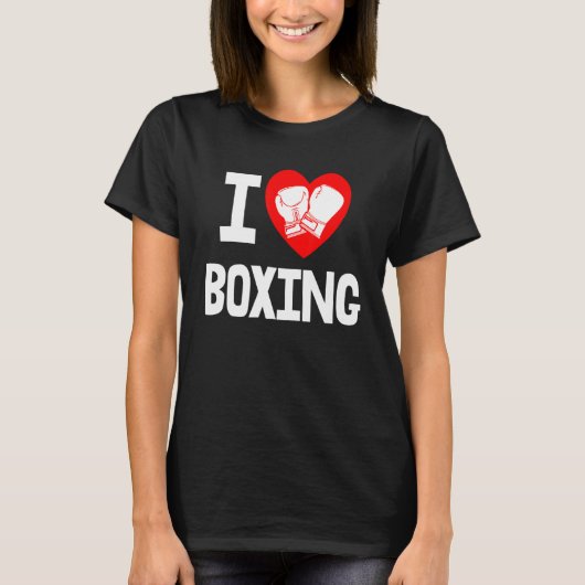 I Love Boxing Game  Women Boxing Sports Love 1 Tシャツ (正面)