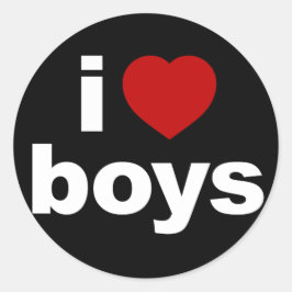 I Love Boys Black Sticker ラウンドシール