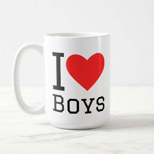 I love boys square sticker コーヒーマグカップ (左)