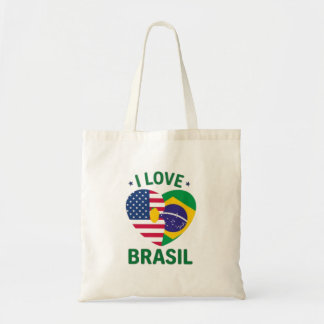I Love Brasil USA Flag Heart トートバッグ