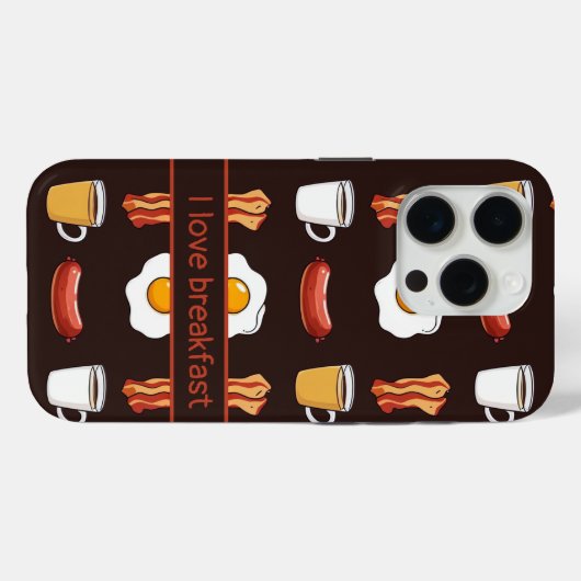 I love breakfast, Food pattern in black Case-Mate iPhoneケース (裏面 (横))