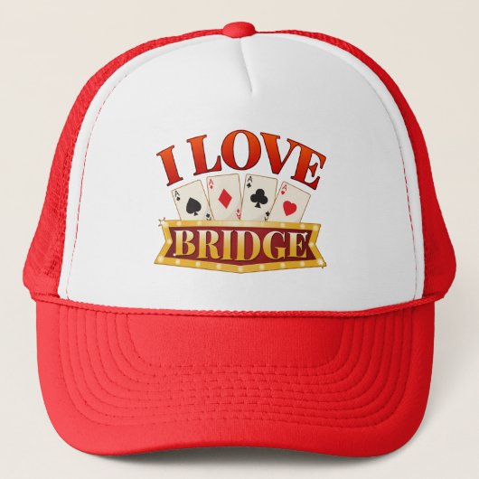 I Love Bridge Card Game Player キャップ (正面)