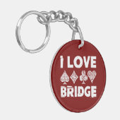 I Love Bridge Card Game Player キーホルダー (正面左)