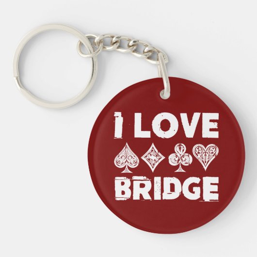 I Love Bridge Card Game Player キーホルダー (正面)