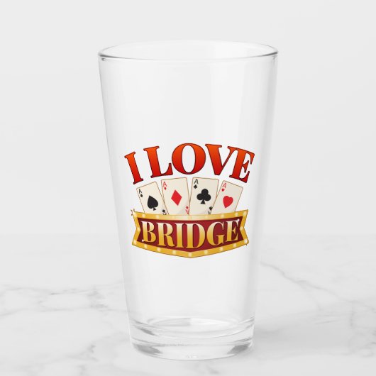 I Love Bridge Card Game Player タンブラーグラス (正面)