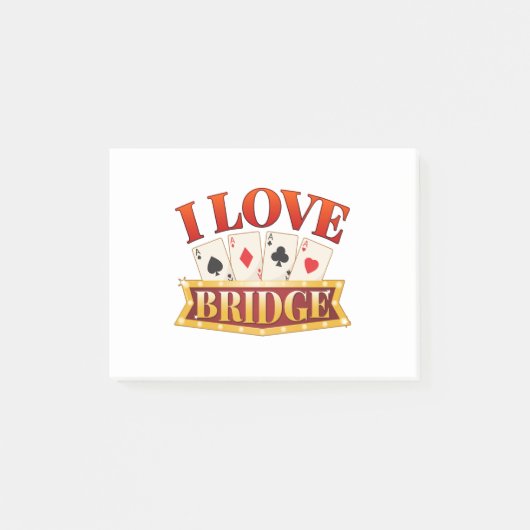 I Love Bridge Card Game Player ポストイット (正面)