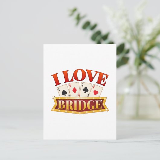 I Love Bridge Card Game Player ポストカード (スタンド正面)