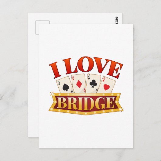 I Love Bridge Card Game Player ポストカード (正面/裏面)