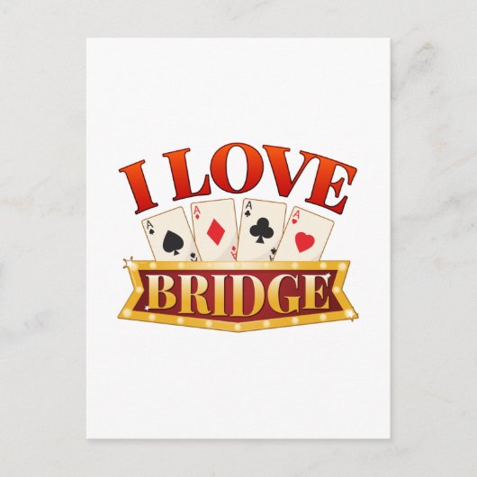 I Love Bridge Card Game Player ポストカード (正面)