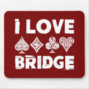 I Love Bridge Card Game Player マウスパッド