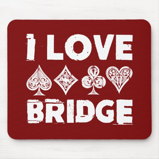 I Love Bridge Card Game Player マウスパッド (正面)