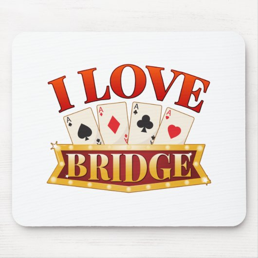 I Love Bridge Card Game Player マウスパッド (正面)