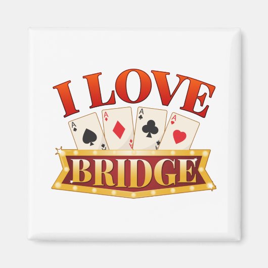 I Love Bridge Card Game Player マグネット (正面)