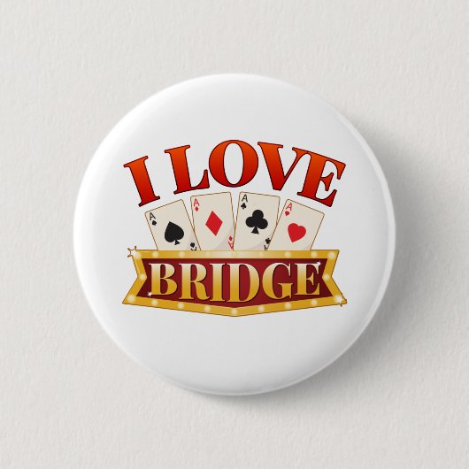 I Love Bridge Card Game Player 缶バッジ (正面)