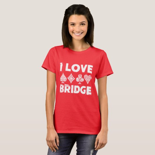 I Love Bridge Card Game Player Tシャツ (正面フル)