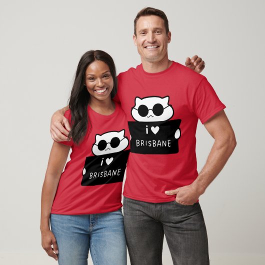 I LOVE BRISBANE Cute Cat Illustration Handwrittens Tシャツ (ユニセックス)