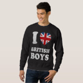 I Love British Boys UK Union Jack Heart Flag スウェットシャツ (正面フル)