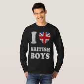 I Love British Boys UK Union Jack Heart Flag Tシャツ (正面フル)