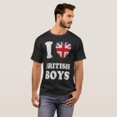 I Love British Boys UK Union Jack Heart Flag Tシャツ (正面フル)