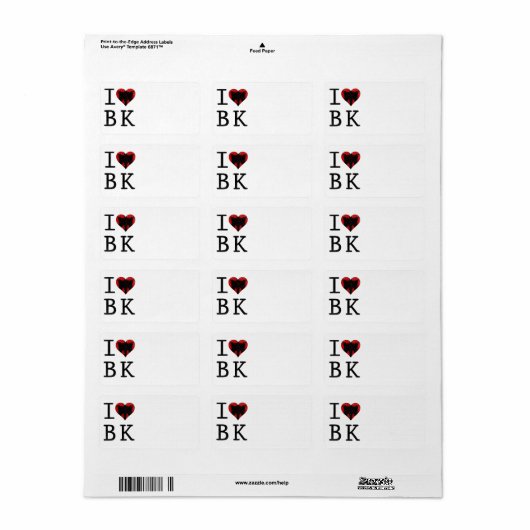 I Love Brooklyn, BK New York ラベル (フルシート)