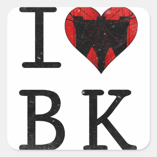 I Love Brooklyn BK NYC スクエアシール (正面)