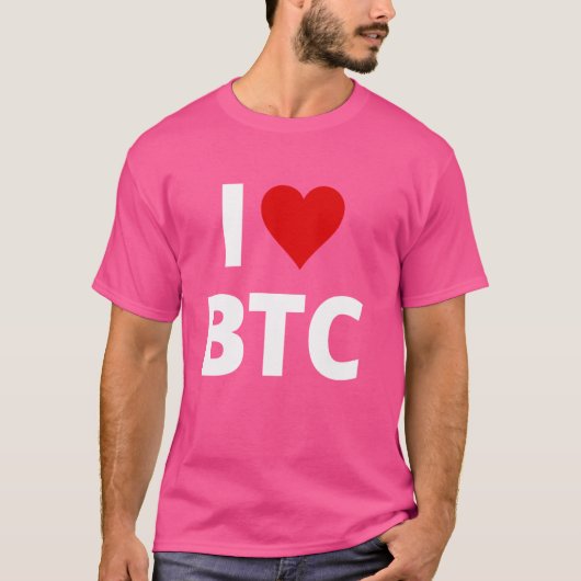 I Love BTC (赤いハート) - Bitcoin And Crypto Tシャツ (正面)