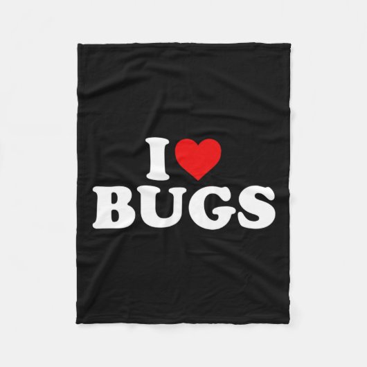 I Love Bugs -ハート フリースブランケット (正面)
